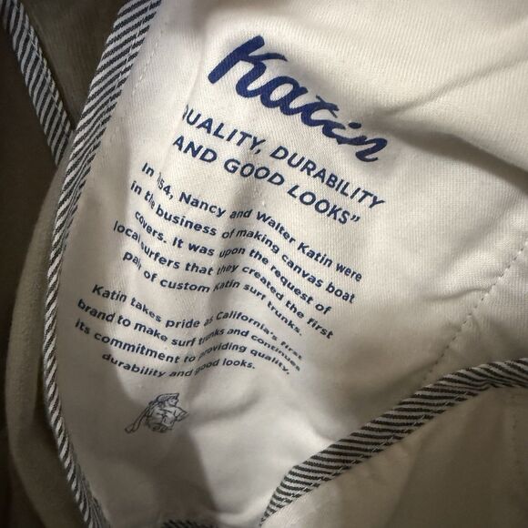 Katin Mens Size M Shorts Corduroy Drawstring Beige Slash Pockets Elastic Waist - Picture 8 of 9